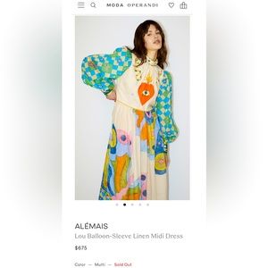 Alèmais Lou Balloon Sleeve Garden Party Midi Dress REPLICA